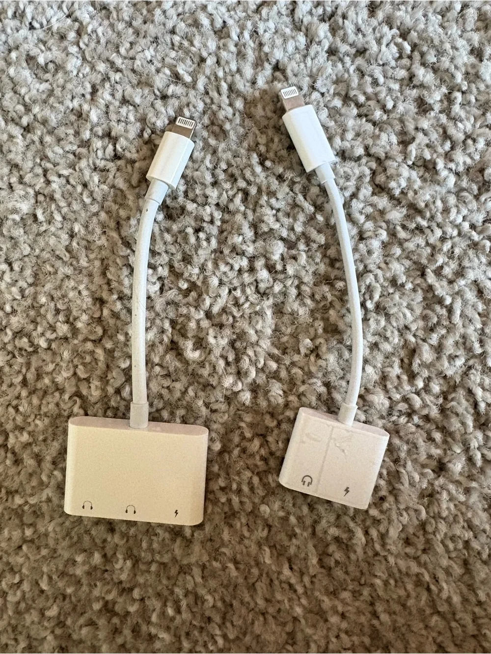 White Lightning to Headphone + Charging Adapter - Dual Function Set of Two
